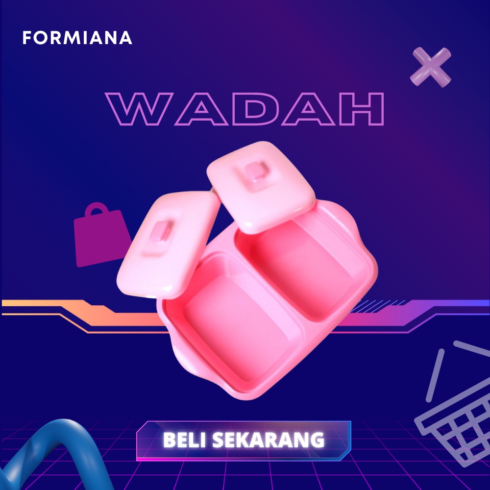 FM - Wadah Prasmanan Saji Basi Tutup Segi 2 pcs Pink BTS 170 - 2 Pi/