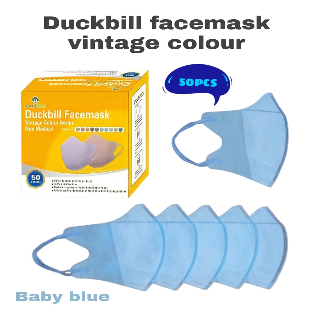 MASKER DUCKBILL CAREION VINTAGE SERIES ISI 50PC MASKER CAREION DUCK BILL VINTAGE 3D SOFT COLOUR - 50PC