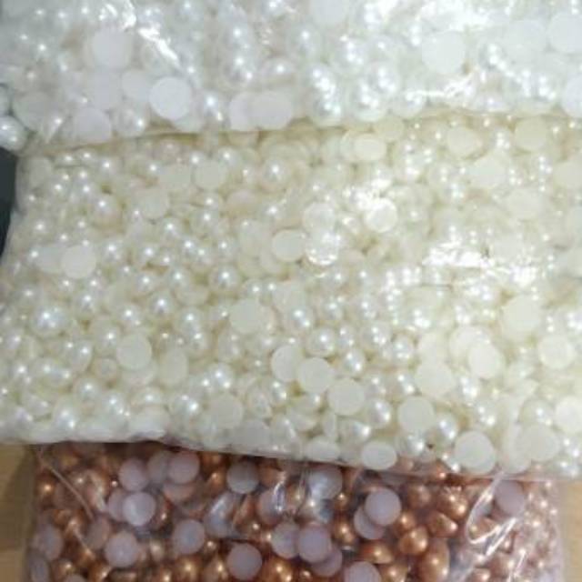 Mutbel / half pearl mutiara belah bulat putih ivory 25/50 gr