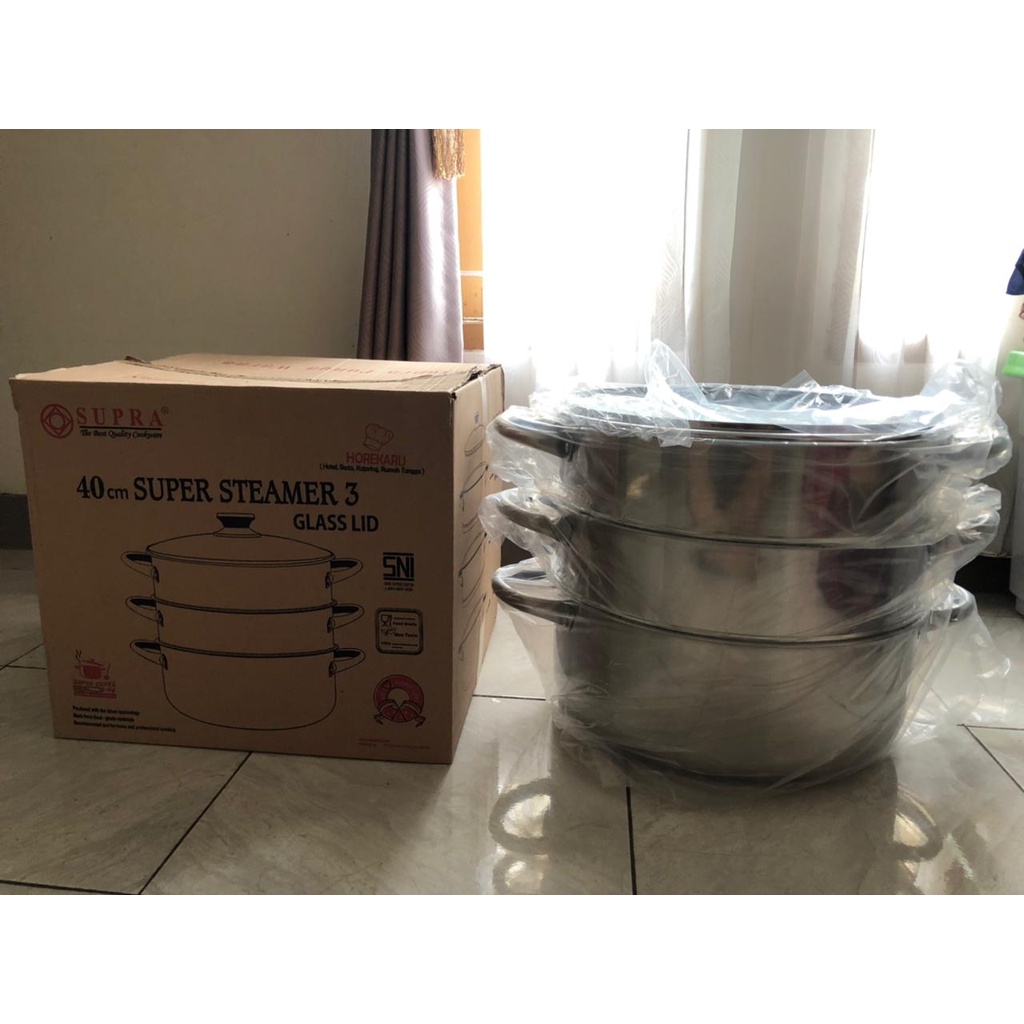 Supra Steamer STAINLESS Penanak / Kukusan Dimsum 40 CM BERKUALITAS