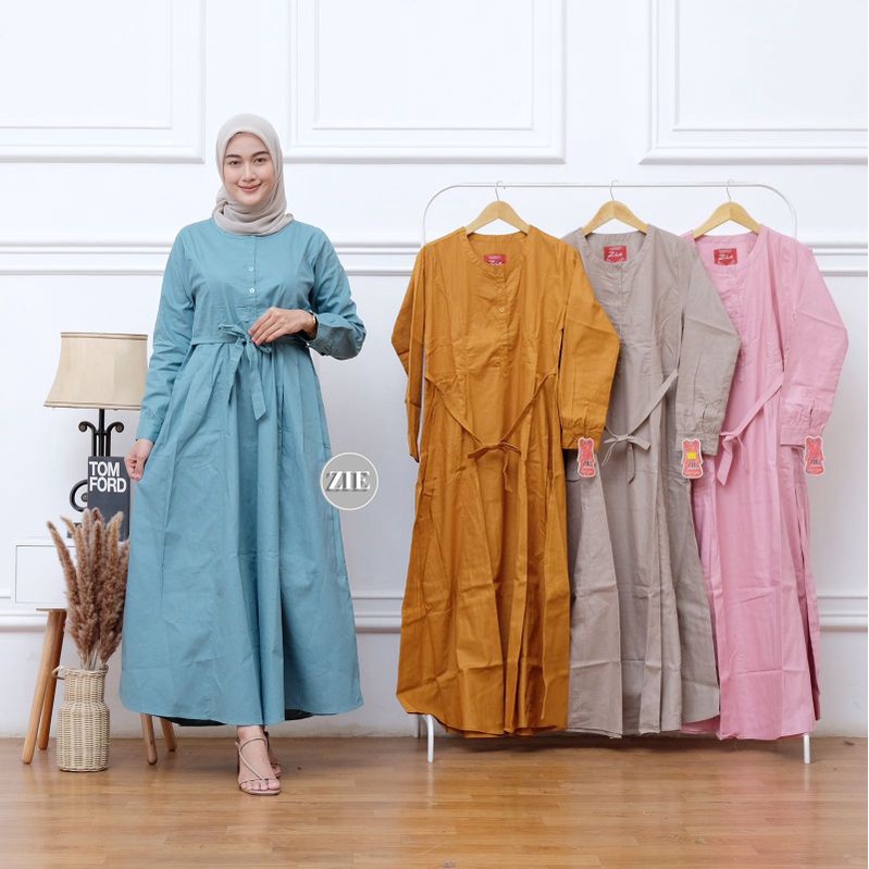 Gamis polos zie || busui friendly ||gamis katun premium||original ZIE ||best seller||gamis terbaru