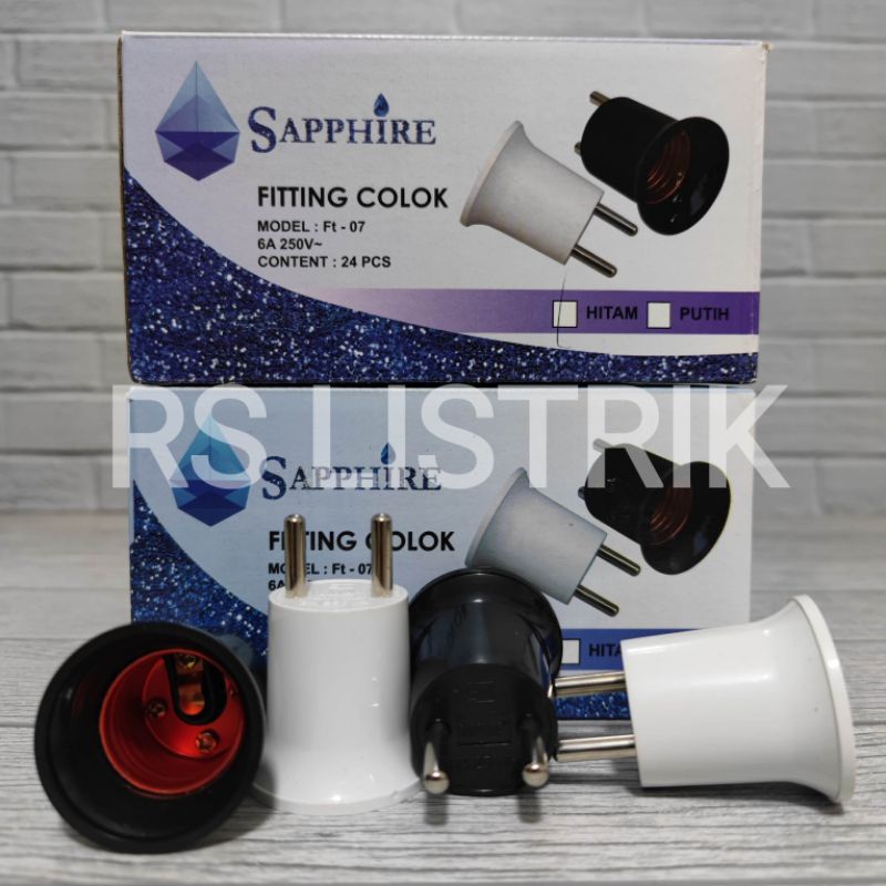 Paket isi 24pc Sapphire Fitting colok lampu e27 Fiting SNI