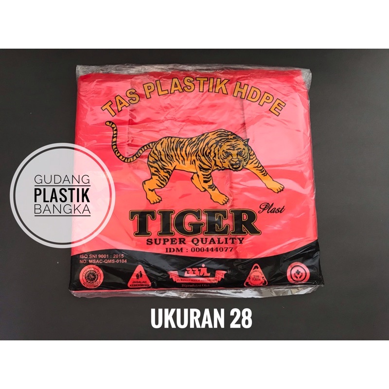 PLASTIK KANTONG KRESEK HDPE MERAH TIGER UKURAN 28