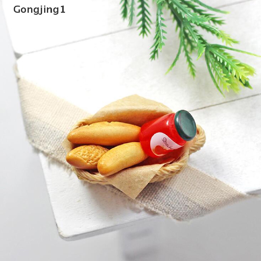 Gongjing 1pc Mainan Miniatur Keranjang Selai / Roti Skala 1: 12 Untuk Aksesoris Dapur Rumah Boneka