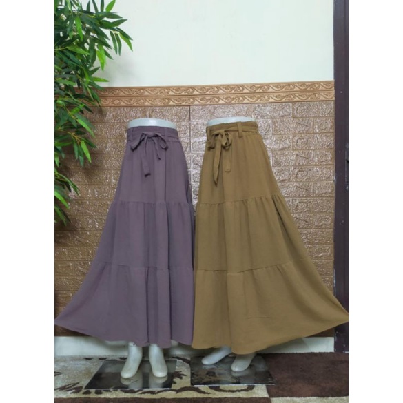 Rok payung bahan crinkle / rok susun cringkel / rok undak harian  santai adem / rok tumpuk