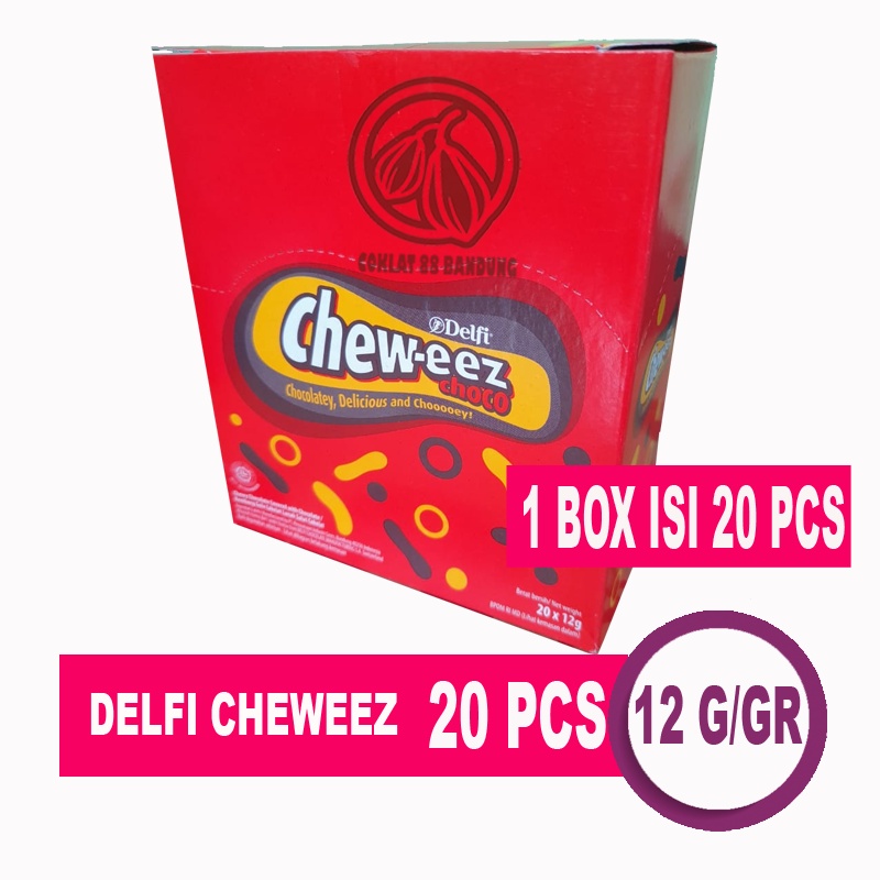 

DELFI CHEW-EEZ BOX ISI 20 PCS X 12 GR/GRAM, COKELAT DELFI CHEWEEZ CHOCO COKLAT 240GR(20 X 12GR)