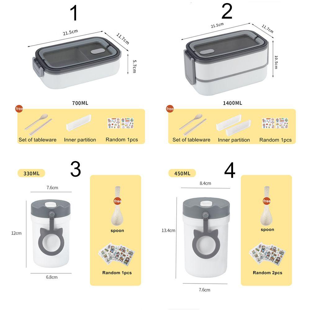 Solighter Kotak Makan Stiker Portable Plastik Buah Microwave Kotak Penyimpanan Wadah Makanan Salad Thermal Lunchbox