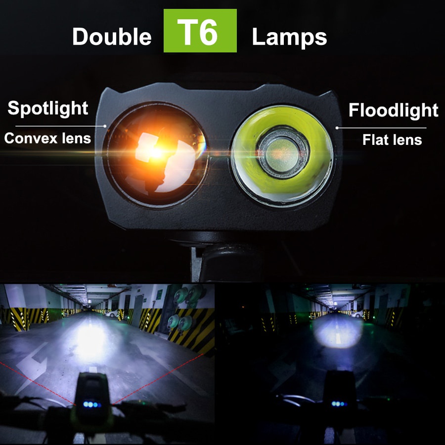 NEWBOLER Lampu Klakson Sepeda Bike Light Waterproof T6 LED 800 Lumens 2000mAh - BK-1718 - Black
