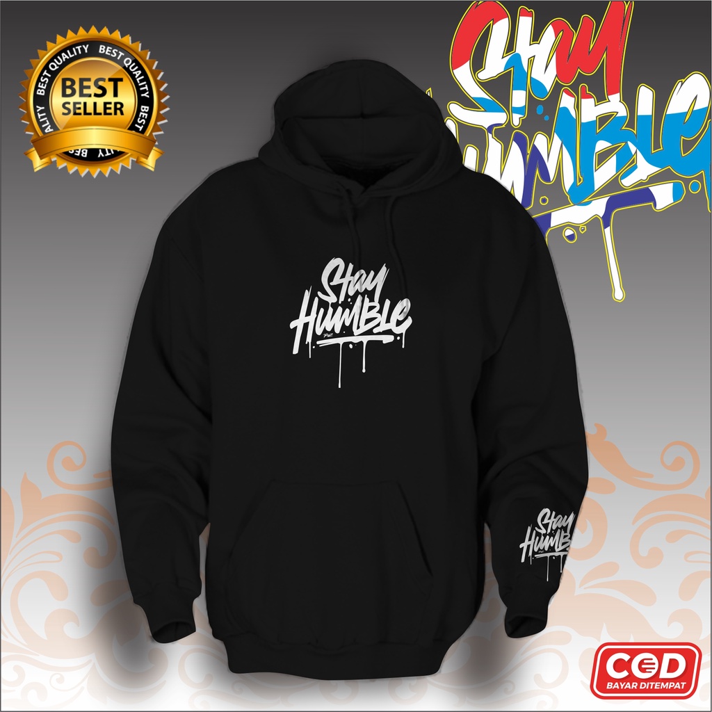 hoodie stay humble pria wanita couple oversize anime