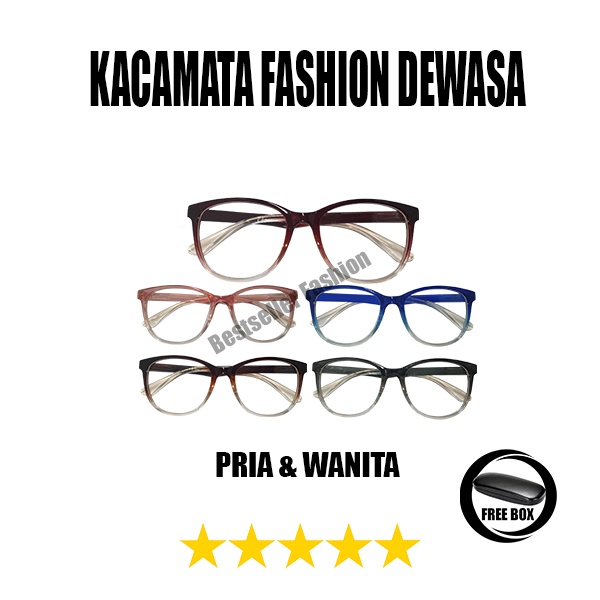 Kacamata Frame Retro Terbaru Oval Wanita Pria Import Kacamata Fashion Korea Kacamata Gaya Unisex Bingkai Gradasi FREECASE