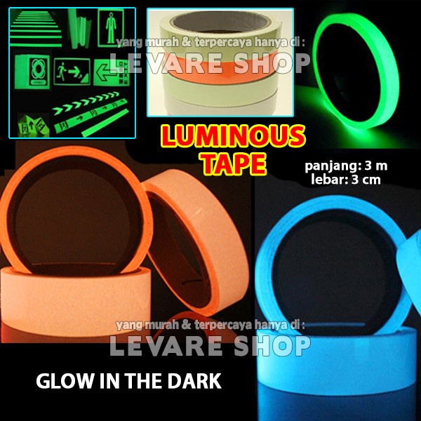 1 ROLL LUMINOUS TAPE STIKER LAKBAN NYALA GLOW IN THE DARK 3 CM X 3 M - NYALA HIJAU