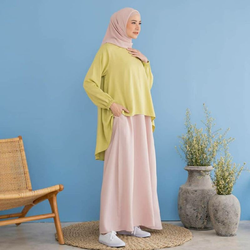 Ema Daily Marsha Lime Baju Gamis Dress Kondangan Wanita Muslim Katun Premium Kekinian Original Mewah