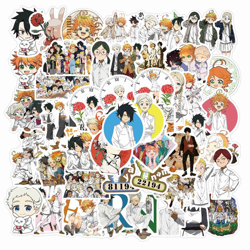 50 Pcsset Stiker Pvc Anti Air Motif Kartun The Promised Neverland Untuk Dekorasi