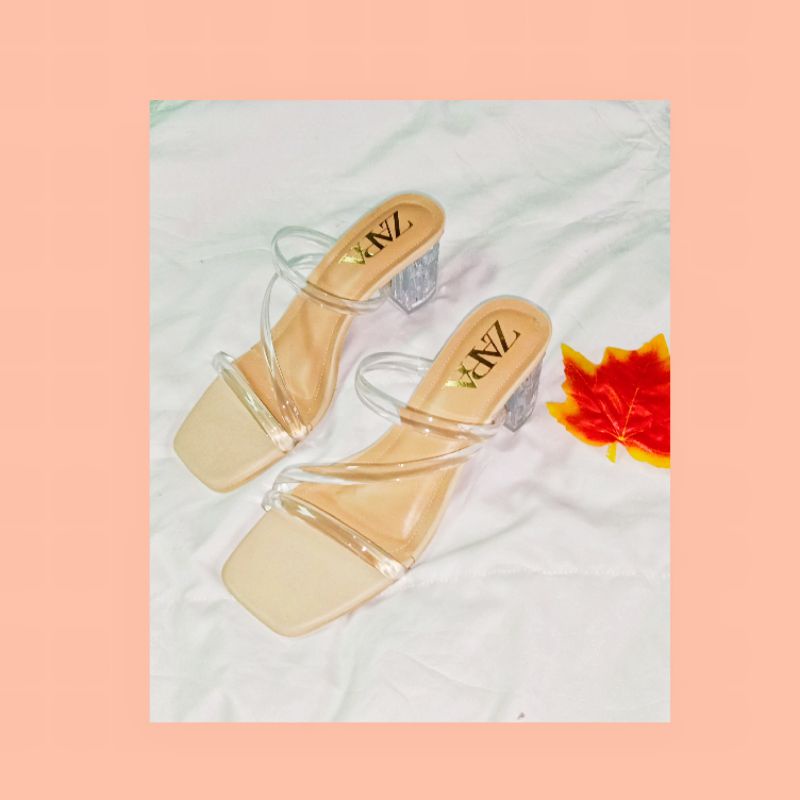 SANDAL HAK KACA TALI JELLY /ZARA /