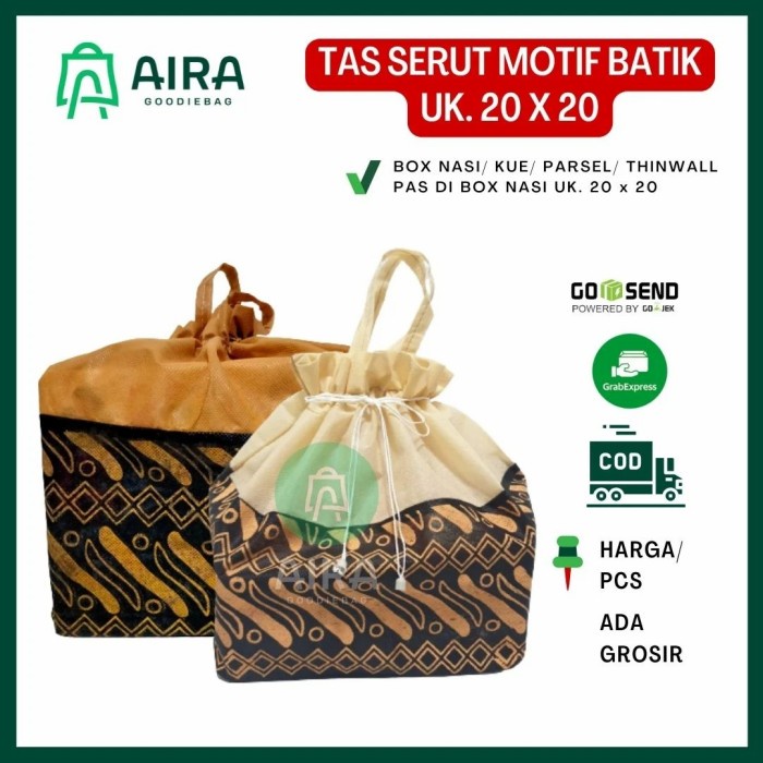 

NEW Tas serut batik 20x20/ box nasi/ tas hajatan/ syukuran/ dus/ kotak