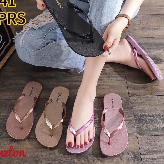 SALESandal Jelly Jepit Wanita Glanzton L1870 Tali Diamond Terbaru|RA2