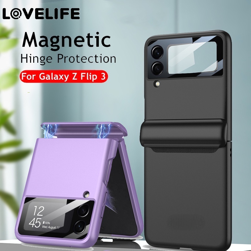 Hard Case Magnetik Bahan PC Matte Shockproof Untuk Samsung Galaxy Z Flip 3