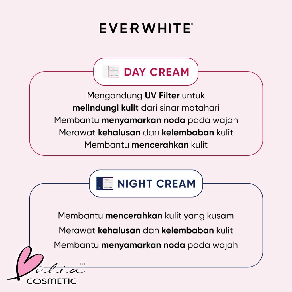 ❤ BELIA ❤ EverWhite Be Bright Face Series - Facial Wash Toner Day Night Cream Ever White Paket wajah