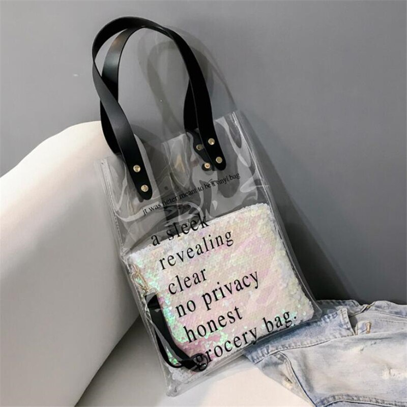 TOTEBAG TRANSPARANT / TRANSPARANT BAG TOTE BAG PVC / TAS TOTE PVC MIKA ELASTIS HAMPERS FASHION TM-3003