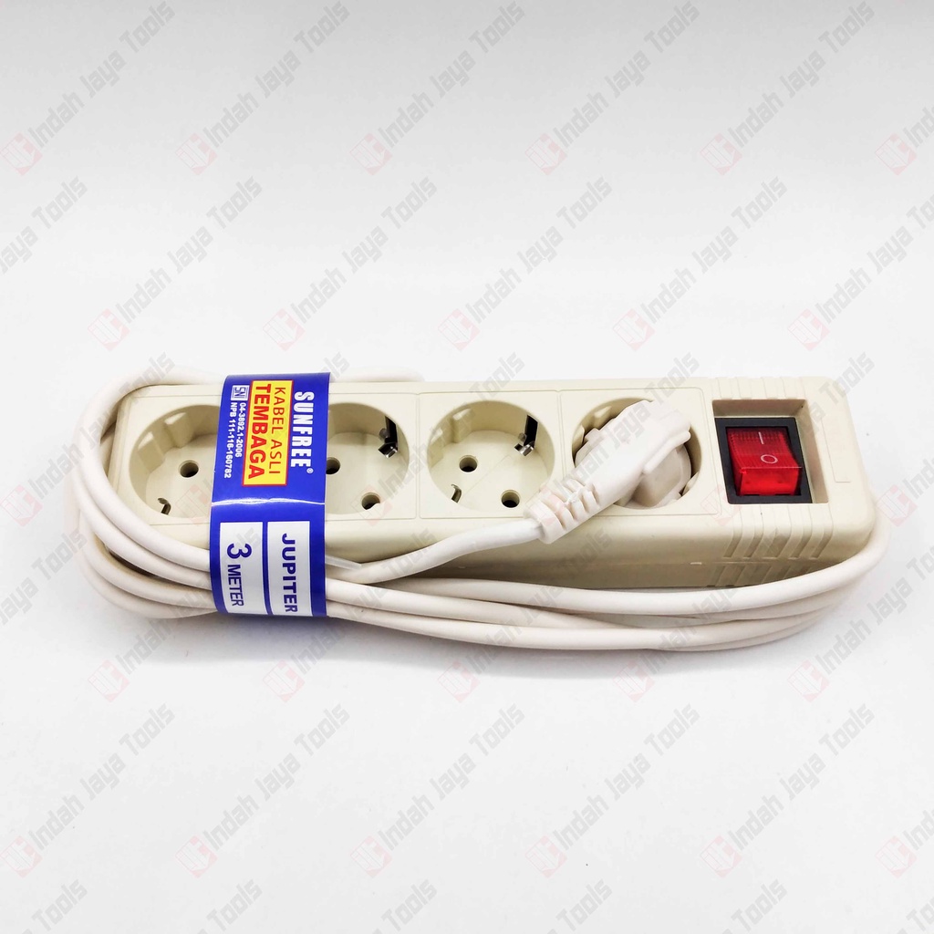 SUNFREE JUPITER 34 Stop Kontak 4 Lubang Kabel 3 M Colokan Listrik