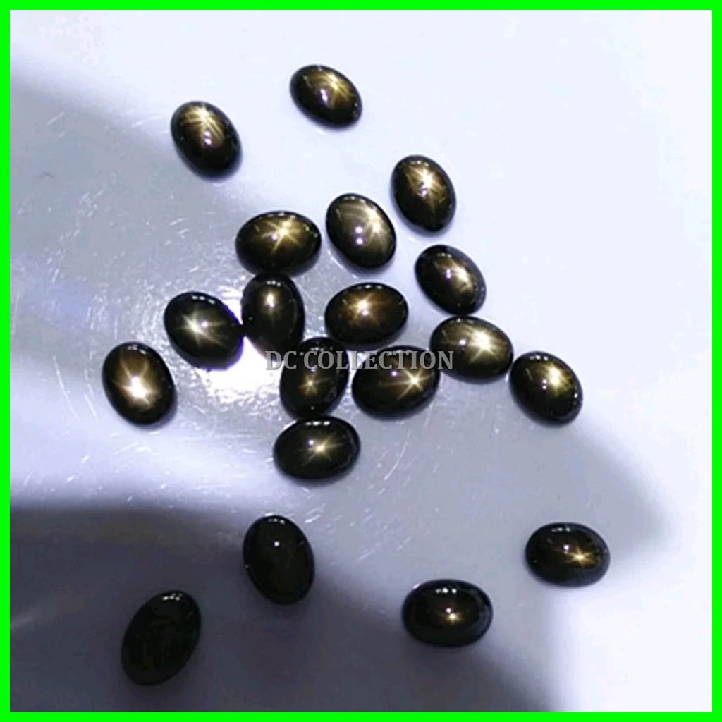 BATU PERMATA NATURAL BLACK STAR SAFIR 6 STAR