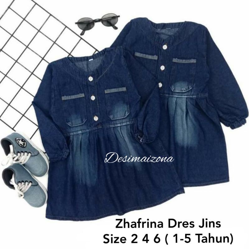 COD ZHAFRINA DRES JIN LENGAN PANJANG/TANGAN PAKE KARET//SIZE S M L//PETKIRAAN USIA 1-4 TAHUN