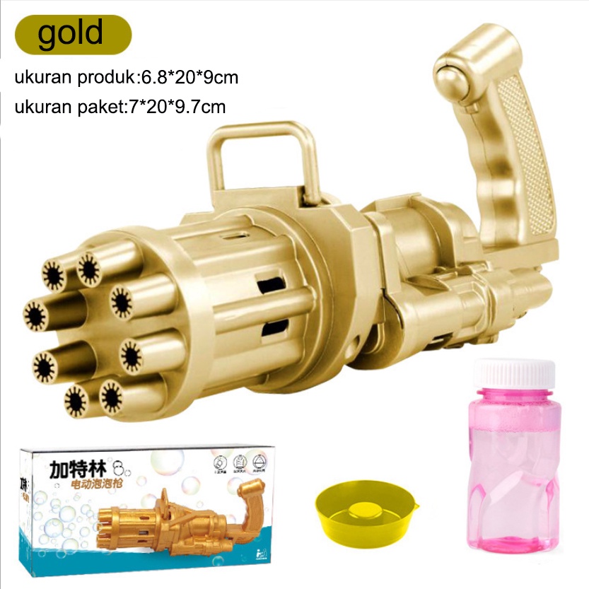 Mainan Anak Pistol Gelembung Mesin Elektrik Gun Bubble Machine Electric Galting Bubble Gun Outdoor-PISTOL GOLD