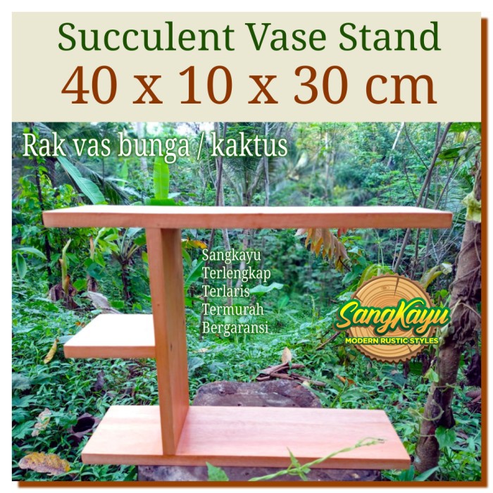 Vas bunga succulent rack rak pot kaktus pot kayu rak tanaman hias kayu