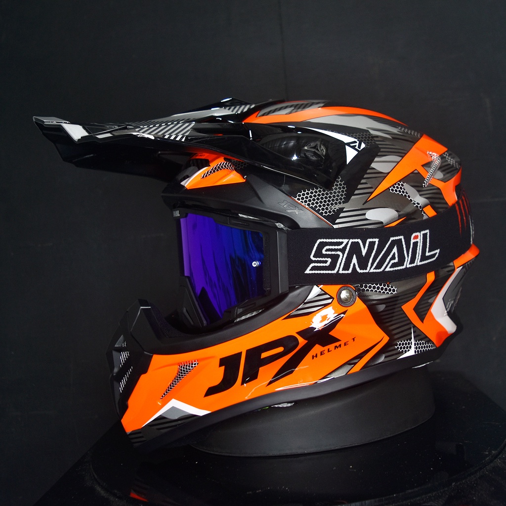 HELM JPX CROSS_FOX1 X35 - FLUO RED GLOSY  PAKET GANTENG GOOGLE SNAIL HELM JPX KLX ORIGINAL HELMET MOTO TRAIL SUPERMOTO HELM FULL FACE MOTO CROSS TERBAIK-MX40 MATT BLACK/BLUE