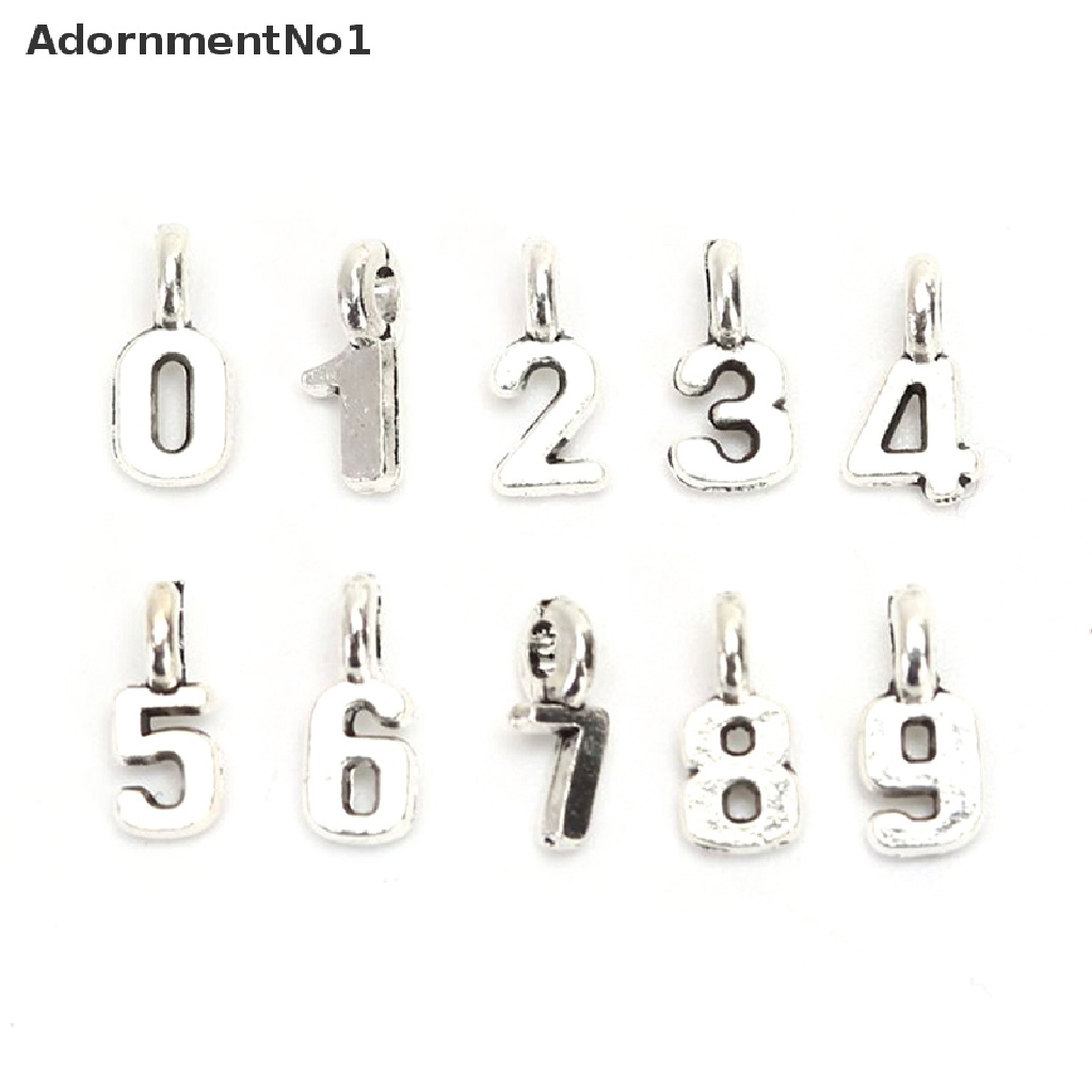 (AdornmentNo1) 10pcs / Set Liontin Bahan Alloy Desain Angka Arab Menarik Untuk Membuat Perhiasan DIY