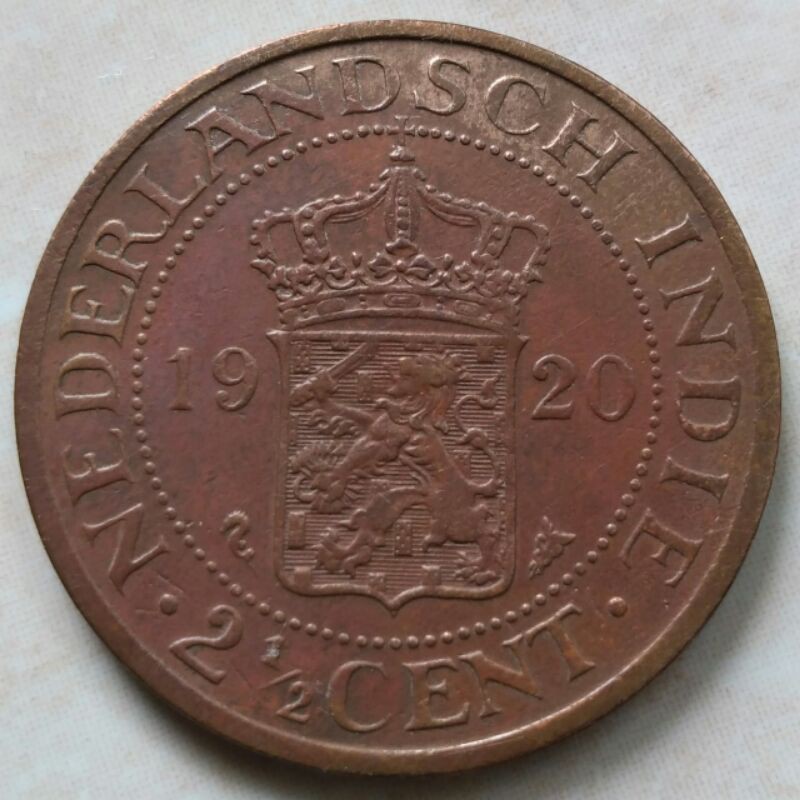 Koin Kuno Benggol 2 1/2 Cent Nederland Indie 1920 Kondisi Sangat Bagus - B20b