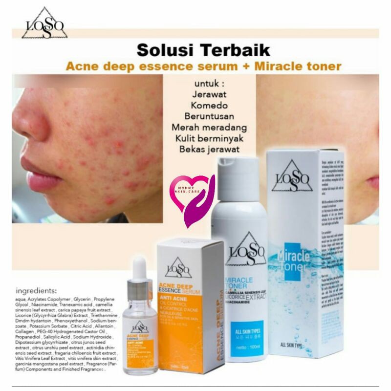 Skincare korea Losso skin serum korea acne deep essence + Bmw toner