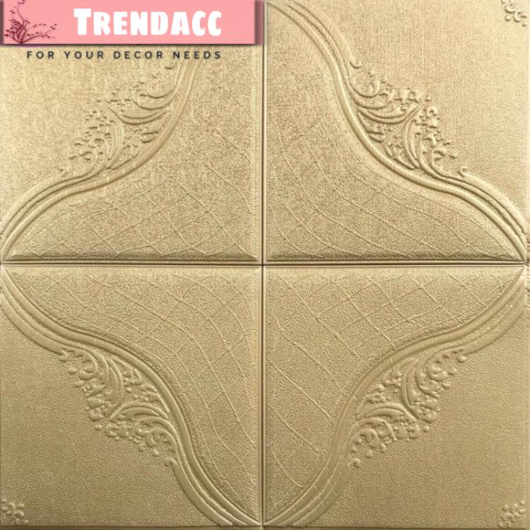 Trend-Wallfoam 3D Wallpaper dinding Kedap Suara Motif Kurva Gold Tebal 7.5mm 70x70cm