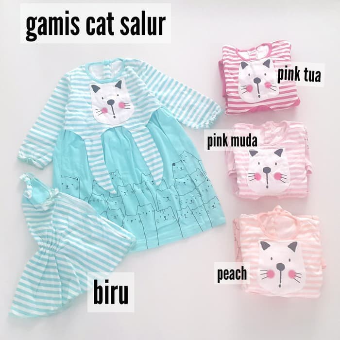 Baju Muslim Bayi 1-2 tahun Baju Baby Perempuan GJ913 Gamis Anak Cat Salur - Bir