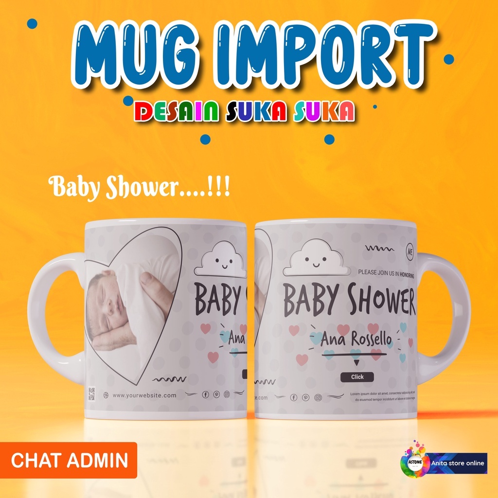ASTONE Baby shower / Mug custom aqiqah / FREE Request FOTO SUKA SUKA / Tasyakuran /Khitan / custom c