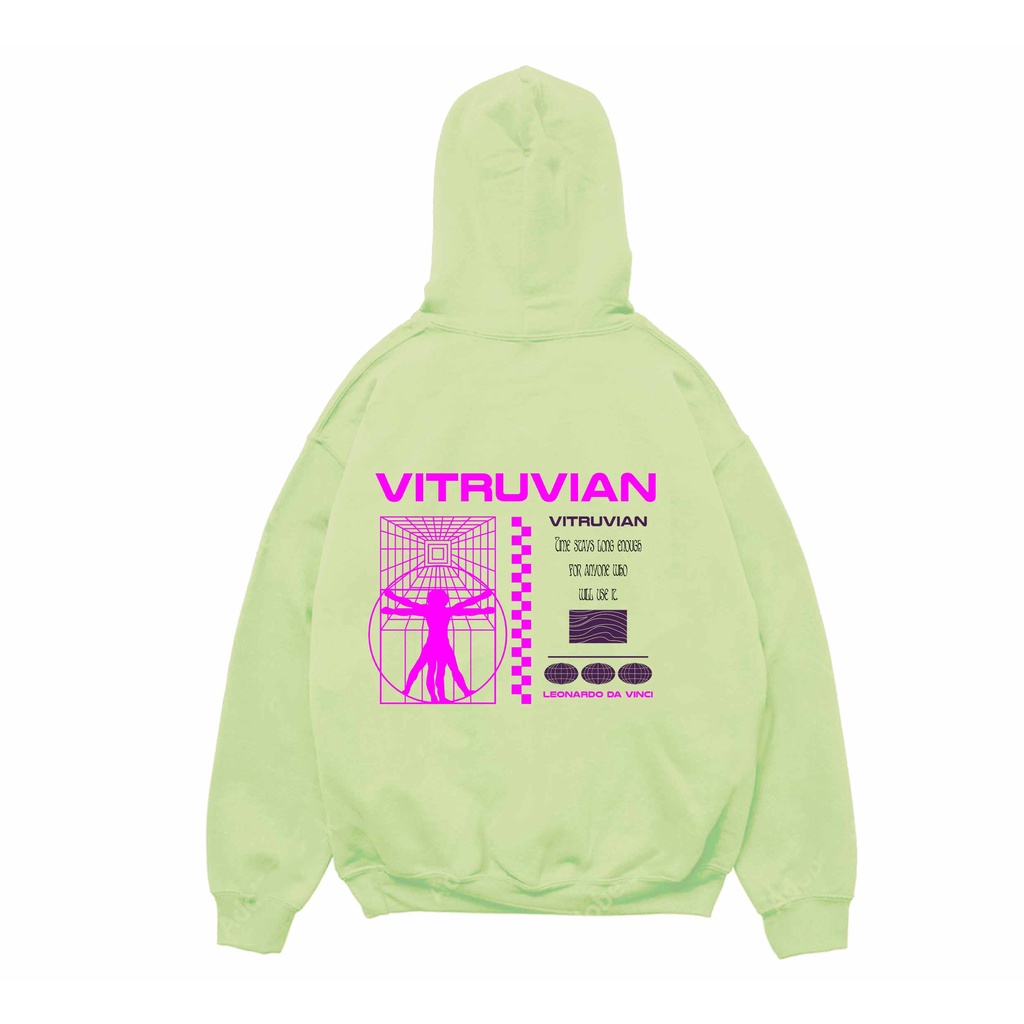 Hoodie Vitruvian Sweater Pria Fleece Size M - XXL