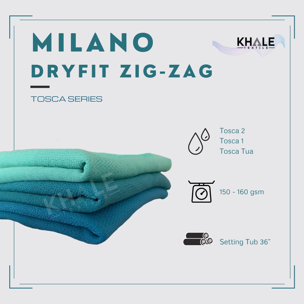 Bahan Kain Drifit Milano Zig Zag Premium Jersey Dryfit Polyester Tosca Series