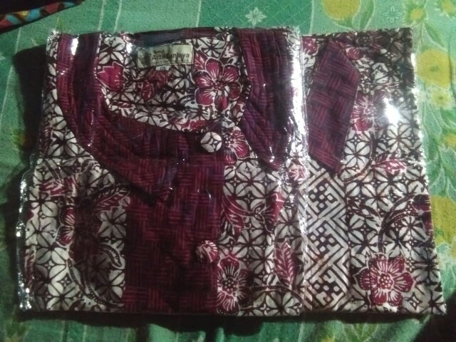 Blouse Dan Kemeja Batik Cap Lengan 3/4 / Seragam Kantor Size M L Xl Xxl 4l 5l