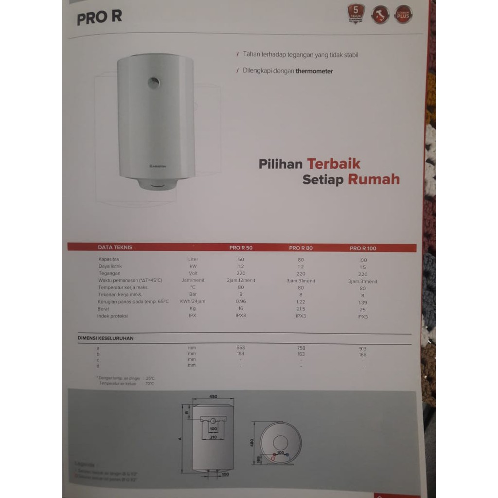 Ariston pro R50VELCB water heater 1200 watt  / PROR50VELCB