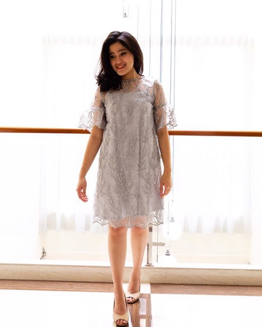 ELOISE DRESS IN GREY, DRESS PESTA BROKAT GAUN PESTA