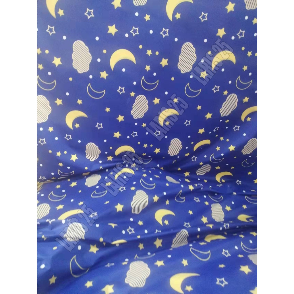 TERMURAH BAHAN KAIN MOTIF BULAN BINTANG LUNA TERLARIS KATUN MIKROTEX UTK SPREI GORDEN BEDCOVER BAJU PER 0,5M DAN 1M