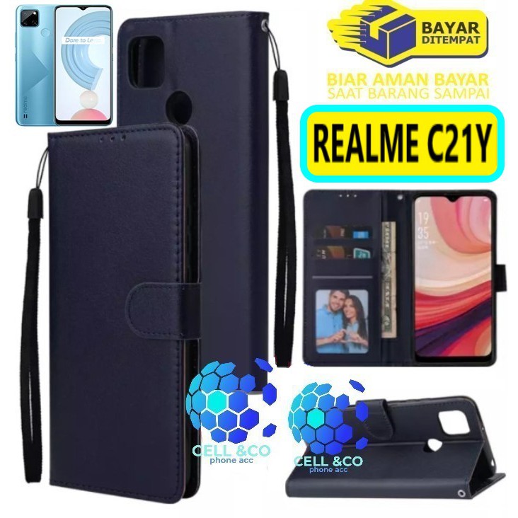 Flip cover REALME C21Y Flip case buka tutup kesing hp casing hp case Premium leather wallet