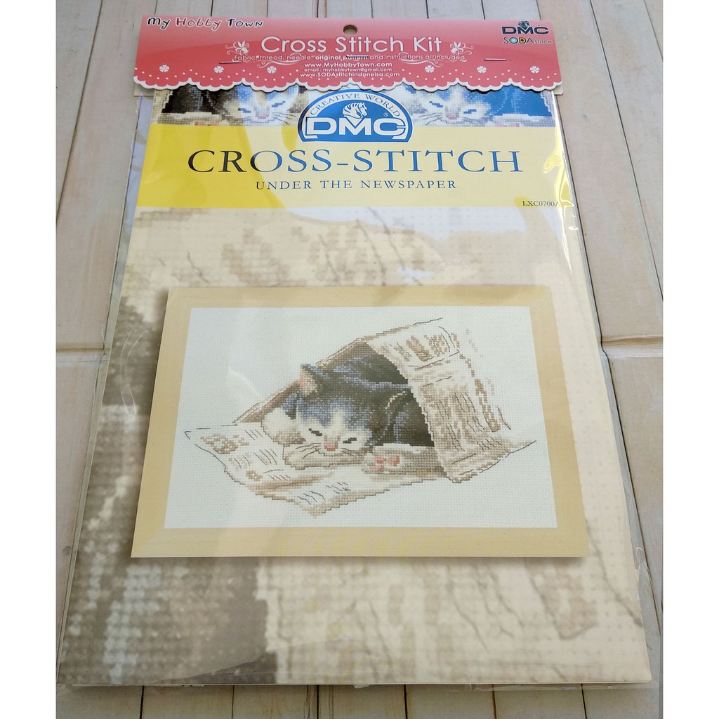 Paket DIY Craft Kristik DMC PKT-LXC0700A : Under The Newspaper - Kucing Cat