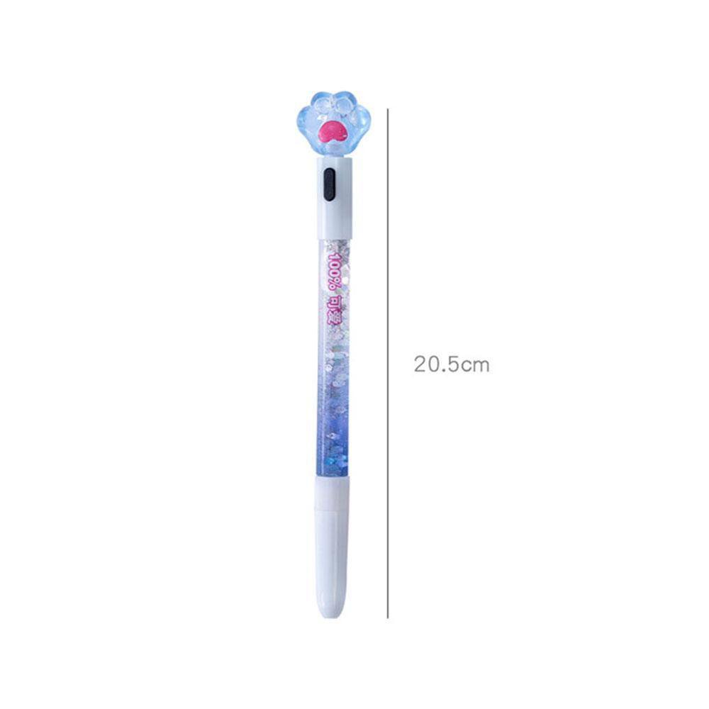 Lanfy Cat Paw Gel Pen Kawaii Alat Tulis Siswa Glitter Light Perlengkapan Menulis Pasir Drift Kristal 0.38mm Dengan Lampu Led Tulisan Pen
