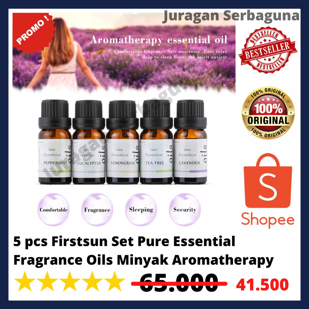 5 pcs Firstsun Set Pure Essential Fragrance Oils Minyak Aromatherapy