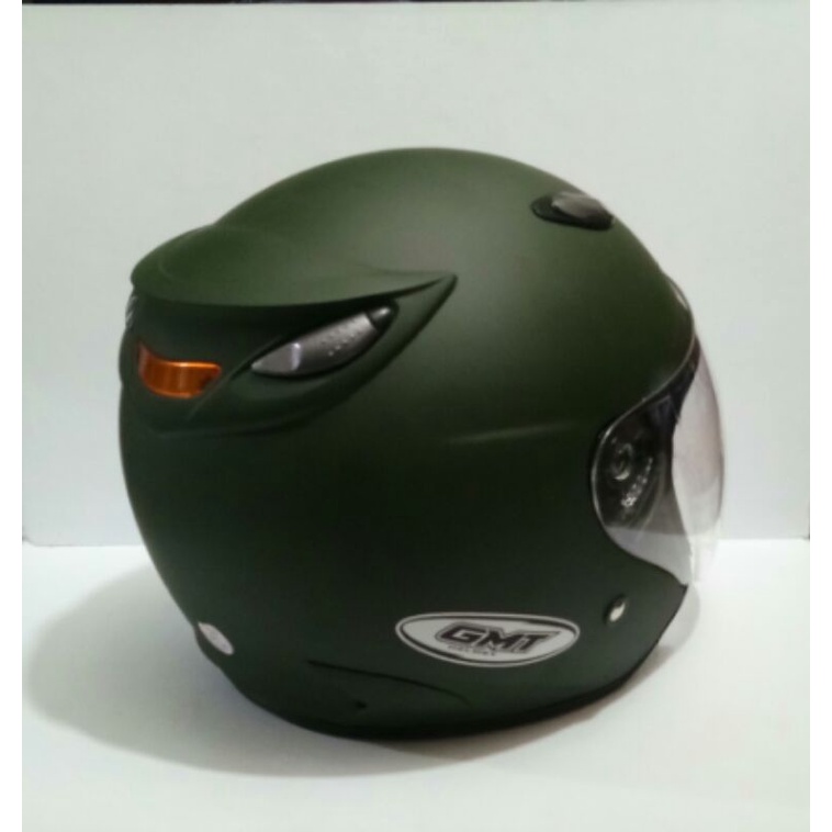 Helm Sepeda Motor Half Face Double Visor GMT Original/Helm Pria Wanita/Helm SNI/Helm Murah Army Doff