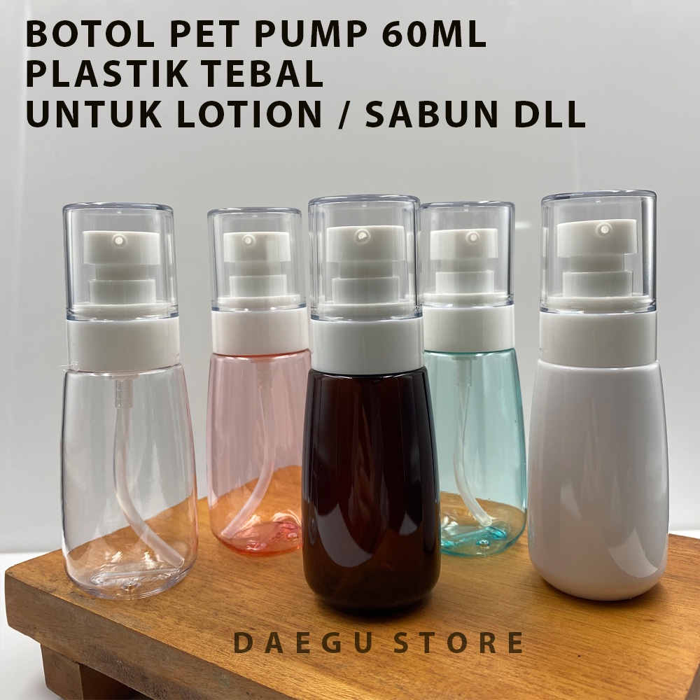 Botol Pet 60ml Pump Plastik Refill Travel Bottle - Sabun / Lotion