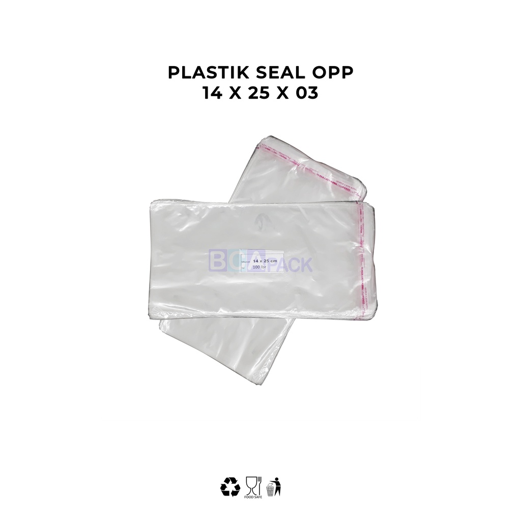 

PLASTIK SEAL OPP 14 X 25 X 03 - PLASTIK KEMASAN BENING ISI 100 LEMBAR