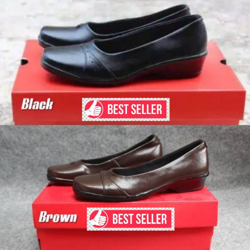 Aline Sepatu Pantofel Wanita Hitam Hak 3 Cm Cewek Sekolah Kantor Paskibraka Paskib Paskibra A01