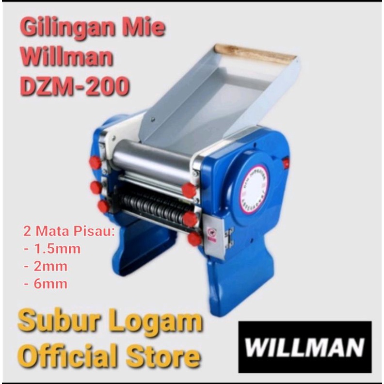 (PAKET) Mesin Gilingan Mie  Willman DZM 200 1.5mm (Halus Kecil Bulat),  2mm dan 6mm (gepeng) Kulit P